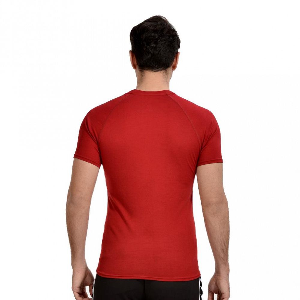 Мъжка червена тениска с къс ръкав Woolnat Merino Wool Ultra Marathon