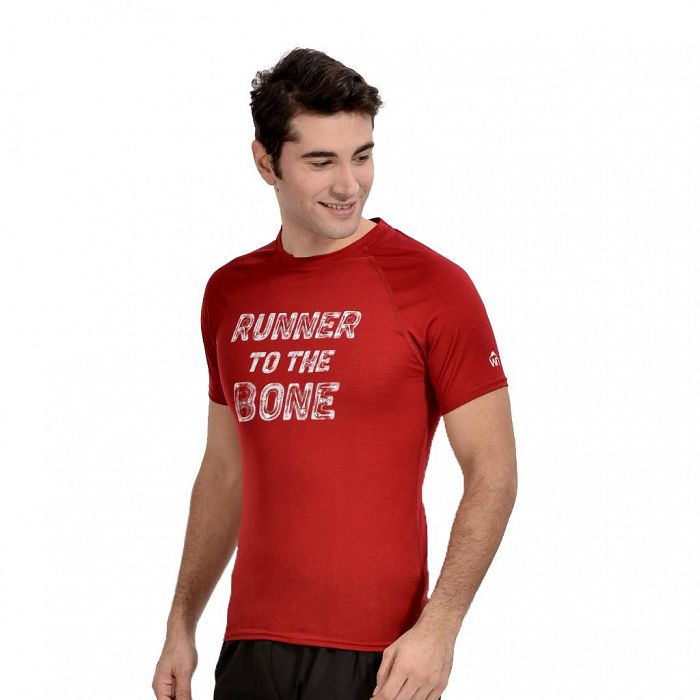 Мъжка червена тениска с къс ръкав Woolnat Merino Wool Ultra Marathon